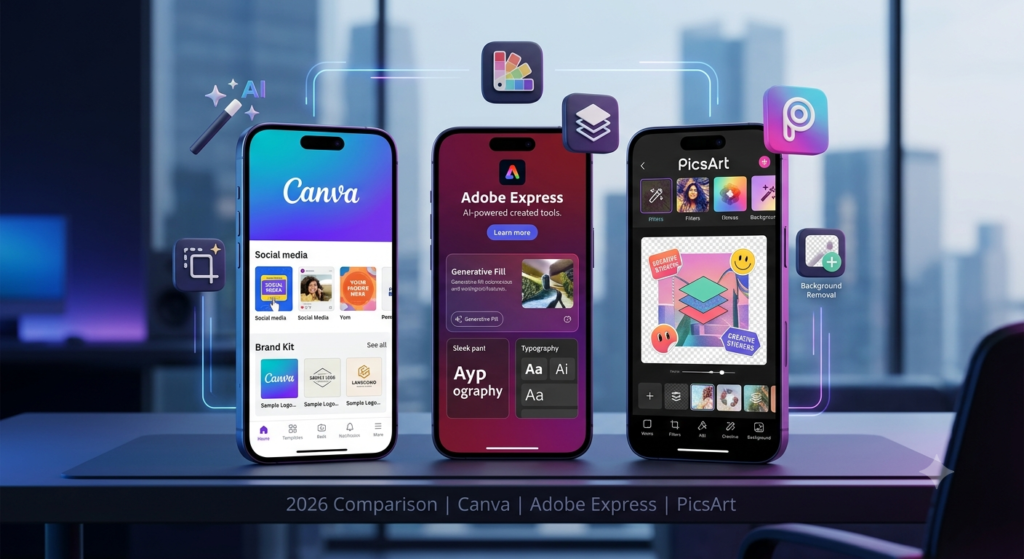 Canva vs Adobe Express vs PicsArt: Best Photo Editing App for 2026